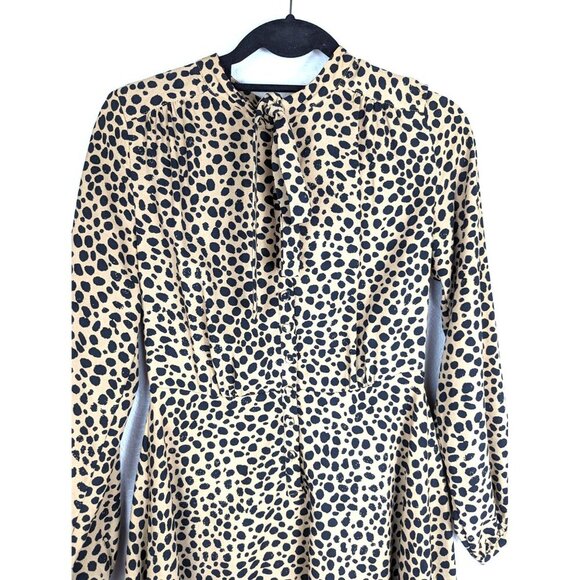 Gibson Latimer Women's Leopard Long Sleeve Fit & Flare Dress Size 4 - Picture 3 of 11